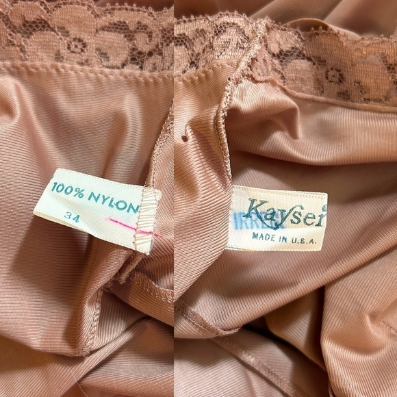 Vintage 60s KAYSER Full Slip 100% Nylon Matching Mocha Lace Lacy - Picture 13 of 15